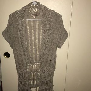 Taupe short sleeve cardigan